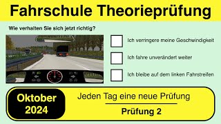 🚘 Führerschein Theorieprüfung Klasse B 🚗 Oktober 2024  Prüfung 2🎓📚 [upl. by Ardet374]