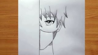 Easy anime drawing  How to draw anime step by step  anime half face mask drawing  Easy to draw [upl. by Etteniuq]