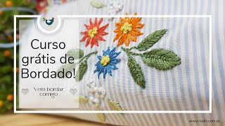 Curso de BORDADOS À MÃO PARA INICIANTES grátis passo a passo Bordado Livre Renda de Agulha e mais [upl. by Kobe]