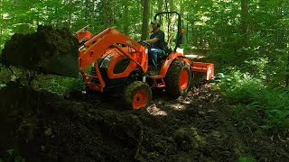 31 Clearing an Old Logging Trail with Kioti CK3510 [upl. by Aerdua]