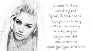 Wrecking Ball Miley Cyrus Lyrics [upl. by Zetnauq]