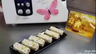 Turrón de pistachos y nocilla blanca  Recetas fáciles Monsieur Cuisine [upl. by Ahsemac]