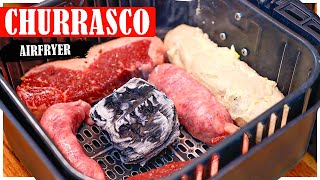 CHURRASCO COM CARVÃO NA AIR FRYER I UMA DELICIA E SUPER RÁPIDO I Receitas de Pai [upl. by Joacima]