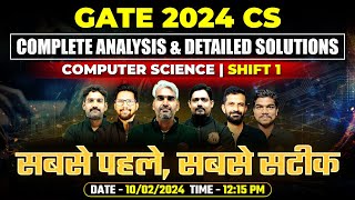 GATE 2024 CSE  Exam Analysis amp Detailed Solutions  Computer Science Engineering  10 Feb Shift 1 [upl. by Cuhp]