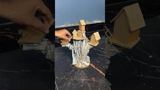 Treehouse Craft Idea Using Newspaper and Cardboard —Recycling short youtubeshort viral reel [upl. by Kolodgie]