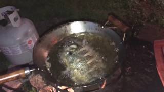 Outdoor Propane Jet Cooker Whole Tilapia cooked in a Wok [upl. by Accalia]