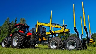 Case Optum 270 tractor amp Oniar group 3 4WD trailer with 70040225 traction tires  8800 crane [upl. by Airbmac314]