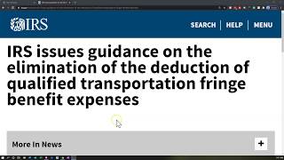 IRS issues guidance on the elimination of the deduction of qualified transportation fringe benefit [upl. by Ramoh]