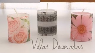 Decoración de velas con servilletas [upl. by Dugald]