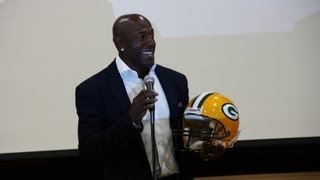 Donald Driver Visits John Long Middle School  2013 Goodwill Packer Up Donation Winner [upl. by Elocim]