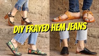 DIY  FRAYED HEM JEANS  4 WAYS👖 [upl. by Ogdon451]