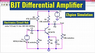 LTSpice BJT Differential Amplifier  Simulation [upl. by Nawoj870]