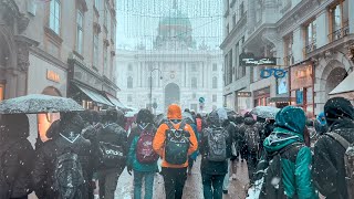 Vienna Walk in Snowfall December 2023  4K HDR [upl. by Duke]