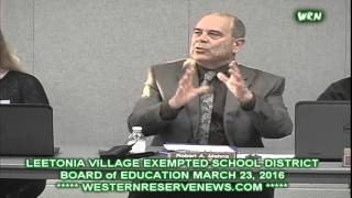 Leetonia Ohio Columbiana County Exempted Board of Education Meeting March 23 2016 [upl. by Lekar249]