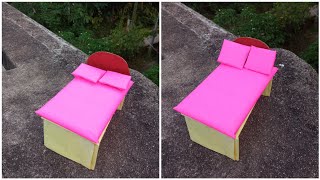 Barbie bed making easy  barbie bed making barbie craftactivity [upl. by Groos]