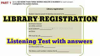 LIBRARY REGISTRATION IELTS LISTENINGTEST  LATEST IELTS LISTENING TEST [upl. by Pontone969]