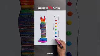 Brush pen VS Acrylic paint  Rainbow Dress Painting 🌈✨🤩 shorts art satisfying [upl. by Anitnerolf21]