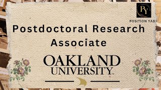 Postdoctoral Research Associate Oakland University in Rochester MI [upl. by Muryh]