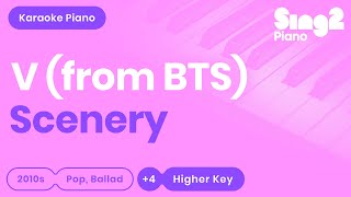 V BTS  Scenery Higher Key Piano Karaoke [upl. by Barnaba847]