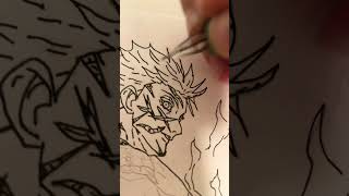 Drawing Gojo from jujutsu kaisen again inked version [upl. by Tabatha]