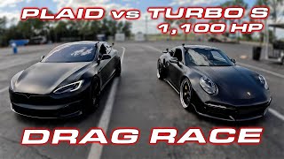 1000 HP Porsche Turbo S vs Tesla Plaid and World Record McLaren Spider 14 Mile [upl. by Ailemaj]