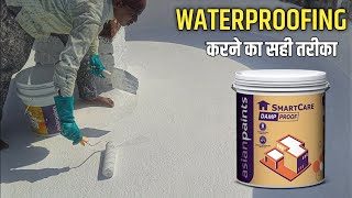 How to Apply Asian Paint Damp Proof on Roof  Roof Leakage Solution Waterproofing Process [upl. by Gerianne262]