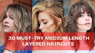 30 MustTry Medium Length Layered Haircuts for 2023 [upl. by Sinnel]