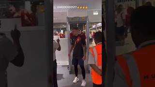 🤣 Arnau Tenas couldnt resist showing off his gold medal 🥇 that he won against France at the airport [upl. by Llerdnek83]