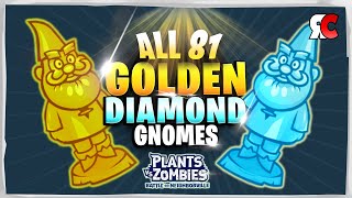 PvZ Battle for Neighborville  All 81 Golden amp Diamond Gnomes  Mount Steep Weirding Woods Town [upl. by Zabrina]