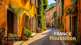 Roussillon France 🇫🇷 Beautiful French Village Tour 🌞 Most Charming Villages in France 💖 4k video [upl. by Wren]