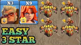 3 druid  9 valkyrie attack strategy II best th16 attack strategy clash of clans [upl. by Rep382]