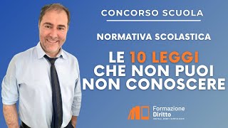 Concorso scuola Legislazione Scolastica Le 10 Leggi che non puoi non cononscere [upl. by Amerak]