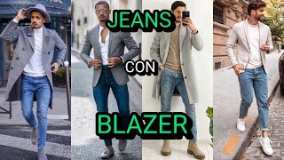 OUTFITS con BLAZER sacos y JEANS para hombre para ocasiones casuales informales Semi formales [upl. by Newby]