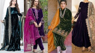 Stylish velvet suit design 2024  velvet dress designs  velvet suit ke design [upl. by Nathanial]