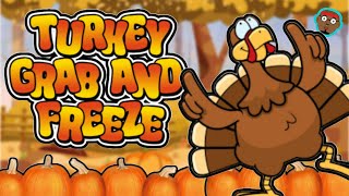 Turkey Grab and FREEZE  Thanksgiving Run Brain Break  Thanksgiving Kids Game  PhonicsMan Fitness [upl. by Courtney725]