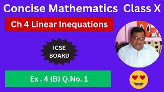 Concise Mathematics Class X ICSE Board Chapter4 Linear Inequations Exercise 4B Q No 1 [upl. by Merrick]