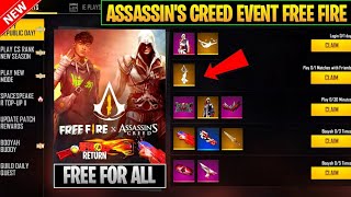 New Assassins Creed Free Rewards Event In Free Fire  New Collab Free Rewards Event [upl. by Atinrahc]