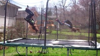 8 and 9 Year Old Gymnastics Tricks and Tumbling on the Trampoline [upl. by Neelrihs]