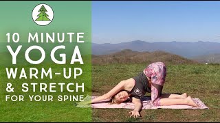 Easy 10 Minute Yoga WarmUp amp Stretch for Your Spine for HikersHiking [upl. by Corron]