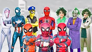 What If 7 COLOR SPIDERMAN In 1 House  Rescue KID SPIDER MAN From 3 JOKER  Action Real Life [upl. by Assirual895]