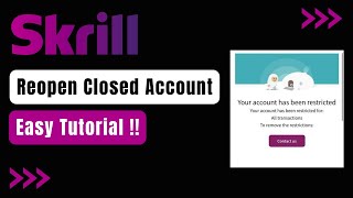 Skrill  How to Reactivate Deleted Account  ReOpen Closed Account 2023 [upl. by Mariano135]