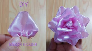 DIY How to make an adorable ribbon rose flower in just few minutesDIY Ribbon FlowersTina Flower [upl. by Kirbee272]