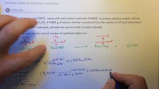 Aleks Percent yield of chemical reactions [upl. by Alake]