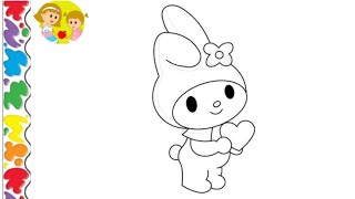 How to draw my melody💓💞  Sanrio  cute easy melody drawing tutorials  easy melody drawing [upl. by Yllehs]