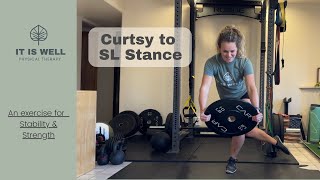 Curtsy Lunge to Single Leg Balance  Weight Optional [upl. by Samuel]