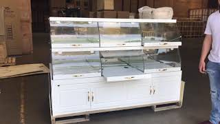 80 inches Dry Bakery SHOW CASE Federal Donuts Bakery Pastry Display Curved Glass Unrefrigerated LED [upl. by Adnah]