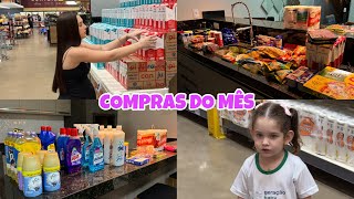 COMPRAS DO MÊS NO SUPERMERCADO 🛒 QUANTO GASTAMOS mostrei tudo 🩷 [upl. by Justinian]