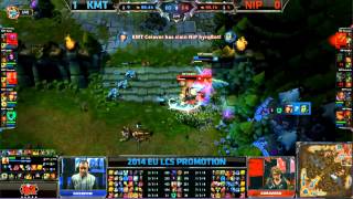 Overpow Kayle 1vs2 Double Kill  NIP vs KMT  2014 EU LCS Promotion [upl. by Aicened]