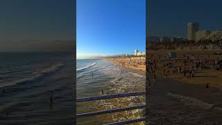 Sunset at the Santa Monica pier with waves rolling in beachlife beach sunset santamonica [upl. by Aham]