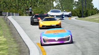 Renault Trezor Concept Car vs Hypercars at Old SPA [upl. by Esirec]